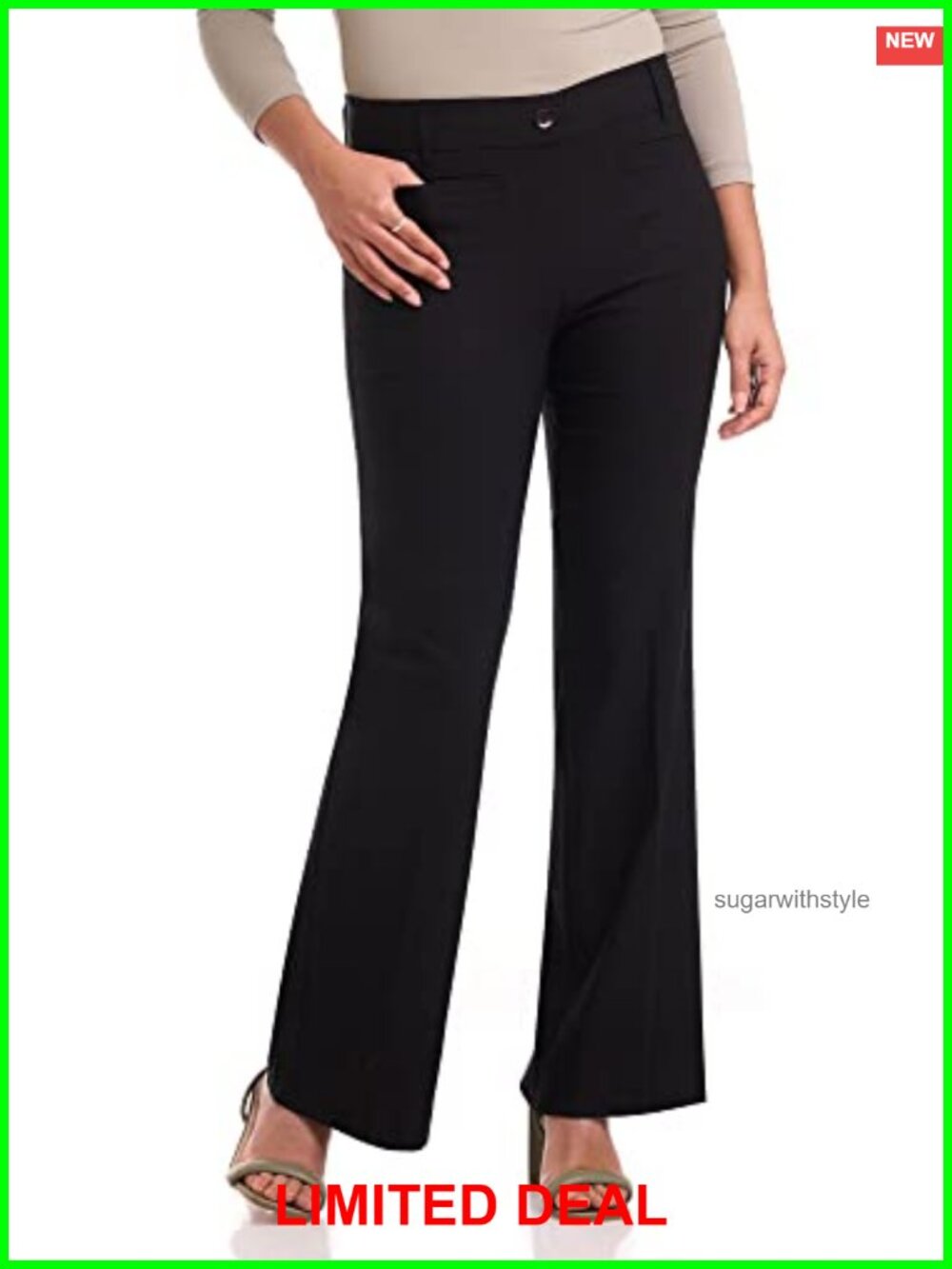 Rekucci Women's Ultra Stretch Pull-On Flared Leg Pants